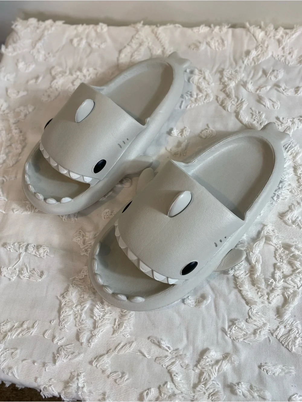 New!  Light Gray Shark Slide Sandals for Kids